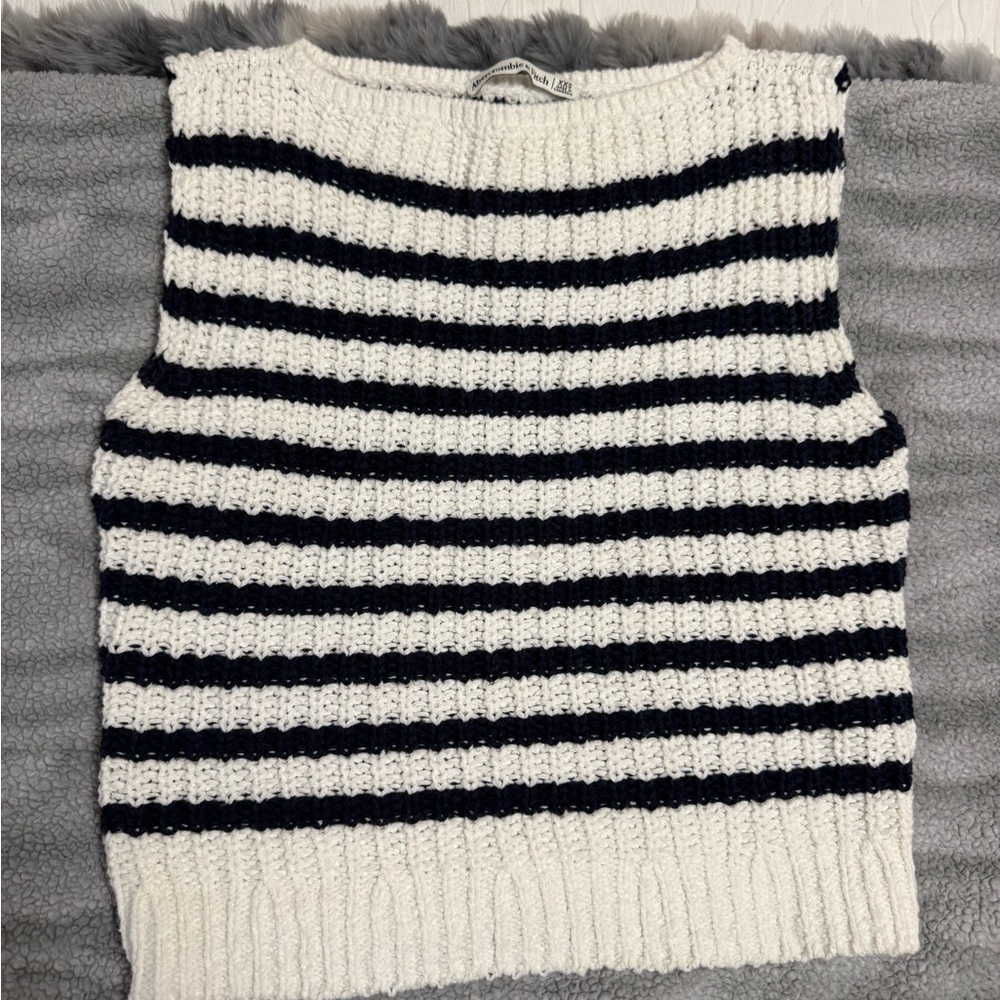 Abercrombie & Fitch Cream and Black Striped Knit Tank